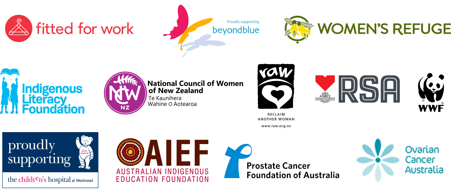 Logos for various community groups supported